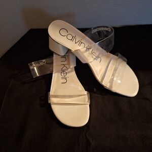 Calvin Klein Women's White Heeled Sandals